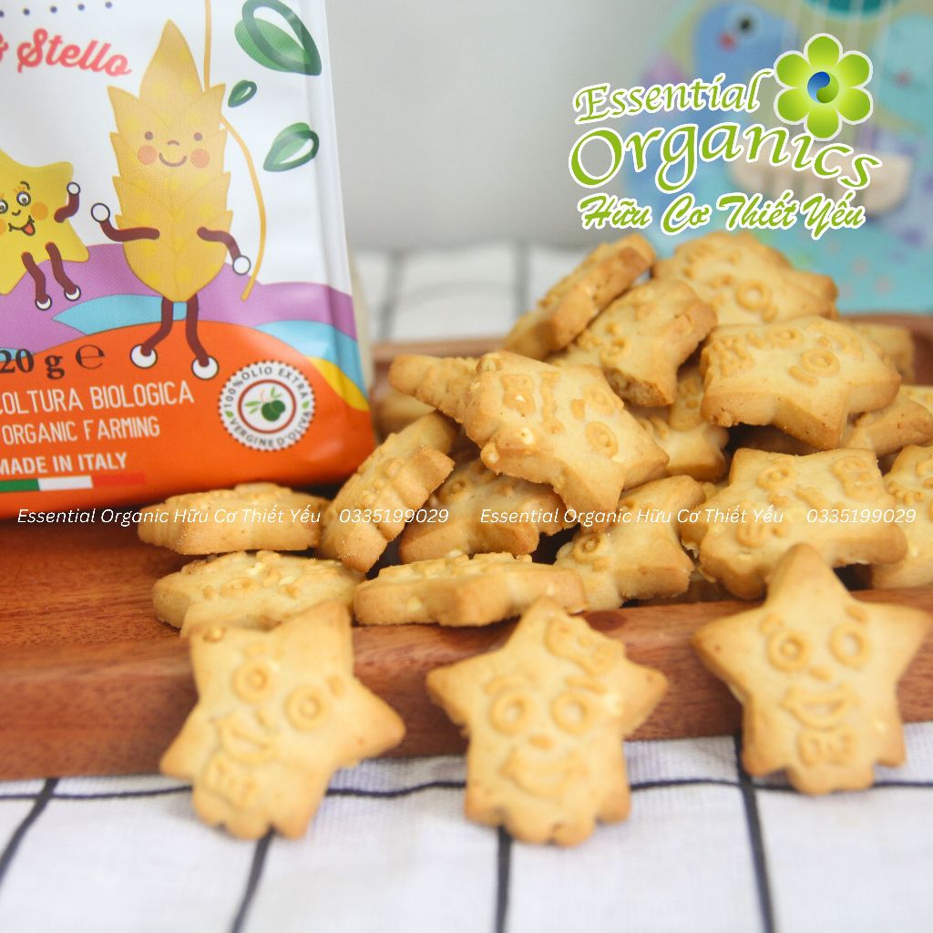 Bánh quy hạt kê, bánh quy táo cà rốt hữu cơ Sottolestelle 250g, bánh quy hữu cơ organic, bánh ăn dặm cho bé