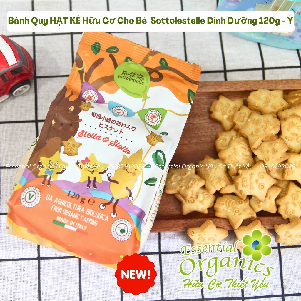 Bánh quy hạt kê, bánh quy táo cà rốt hữu cơ Sottolestelle 250g, bánh quy hữu cơ organic, bánh ăn dặm cho bé