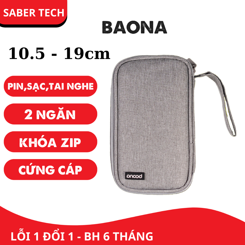 Túi đựng tai nghe, sạc dự phòng, cáp sạc và  phụ kiện điện thoại nhiều ngăn đa năng cao cấp Baona (Boona)