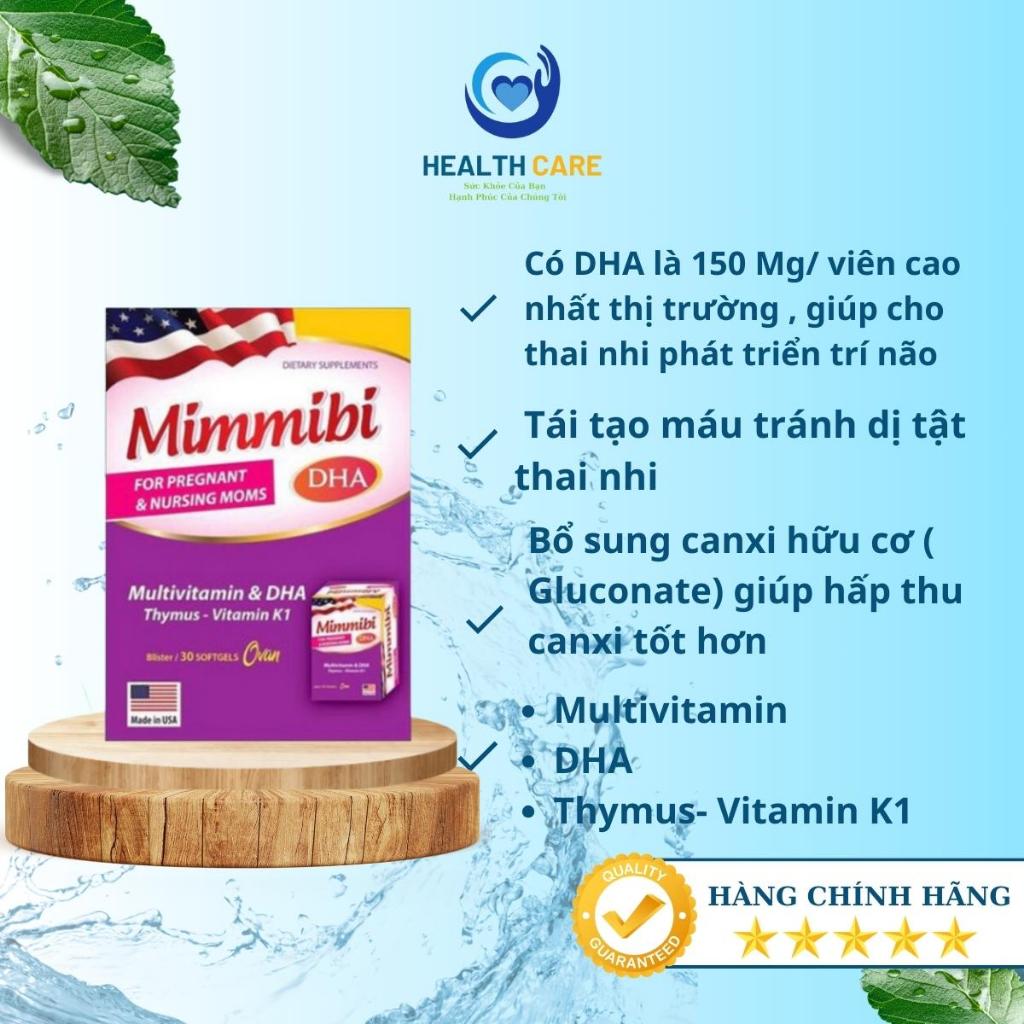 Vitamin tổng hợp cho bà bầu MIMMIBIi-Bổ sung sắt, Acid Follic, DHA các loại Vitamin cho phụ nữ mang thai & cho con bú