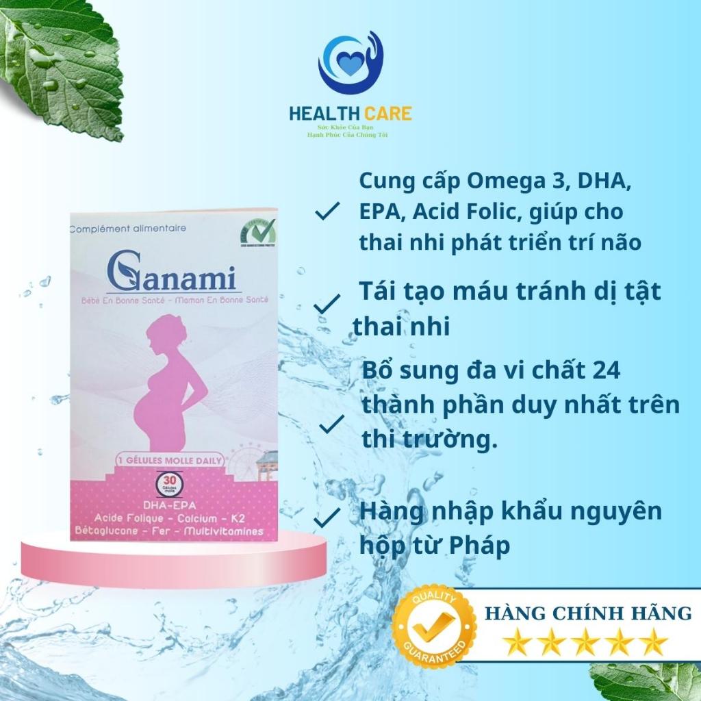 Vitamin cho bà bầu-GANAMI Bổ sung Omega3,DHA, EPA, AXIT FOLIC Vitamin Khoáng Chất Giúp Con Yêu Thông Minh Từ Trong Bụng