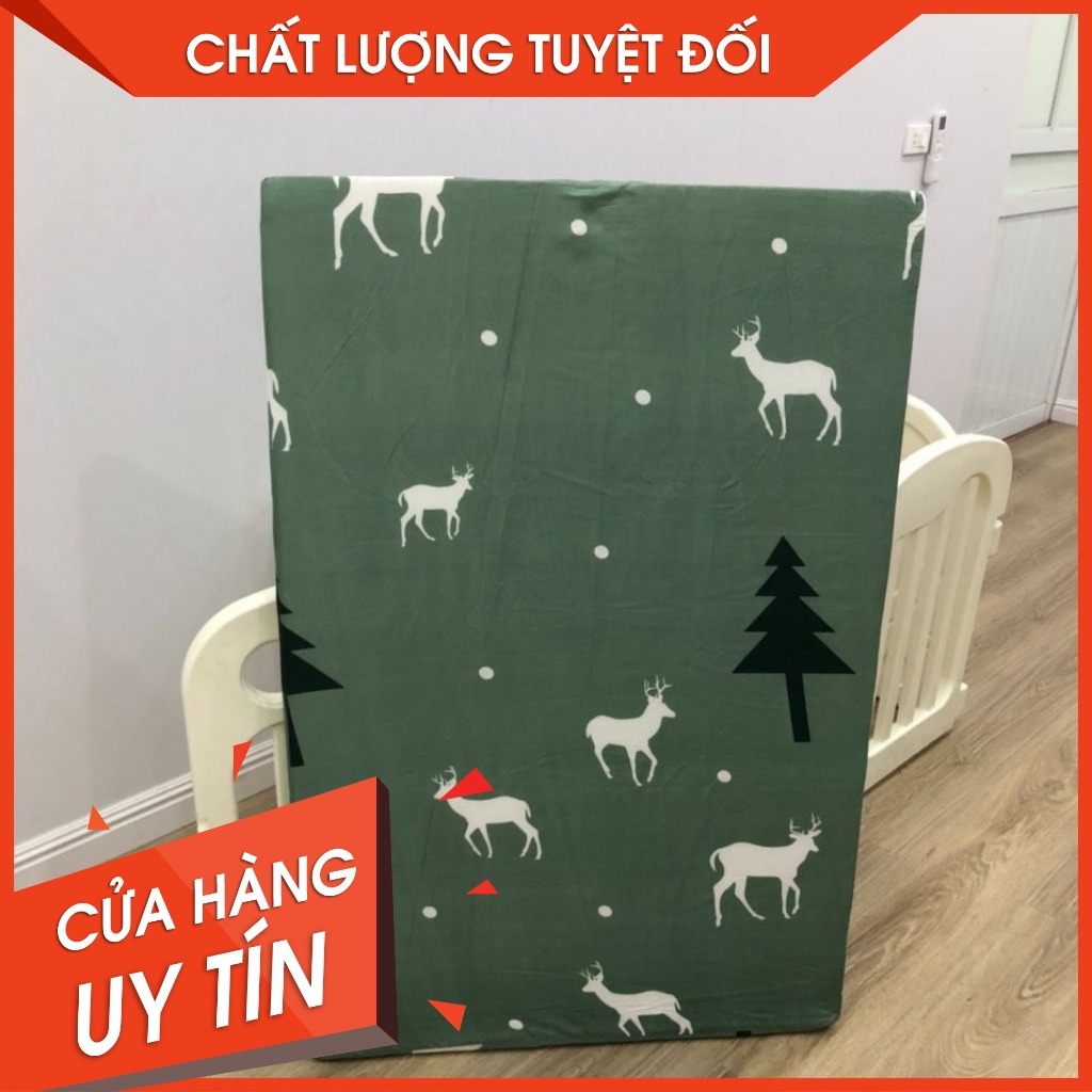 Đệm cũi Ichihome 6 in 1 bông ép vỏ bọc màu hươu xanh