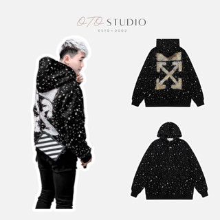 Áo Hoodie OFF White Mũ Trùm nỉ bông cao cấp dày dặn, khoác 2 lớp mũ zip basic form rộng Unisex OTO Studio