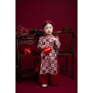 Áo dài cách tân bé gái- set áo dài cổ điển 3 chi tiết siêu xinh cho bé 1-8 tuổi