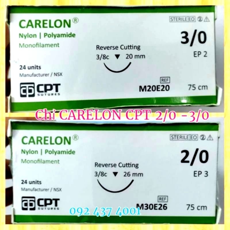 CHỈ PHẪU THUẬT NYLON 2/0, 3/0, Carelon CPT