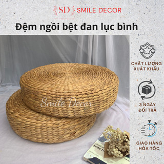Đệm ngồi bệt Smile Decor hình tròn đan lục bình dùng ngồi thiền hoặc bàn trà Nhật (cushion)