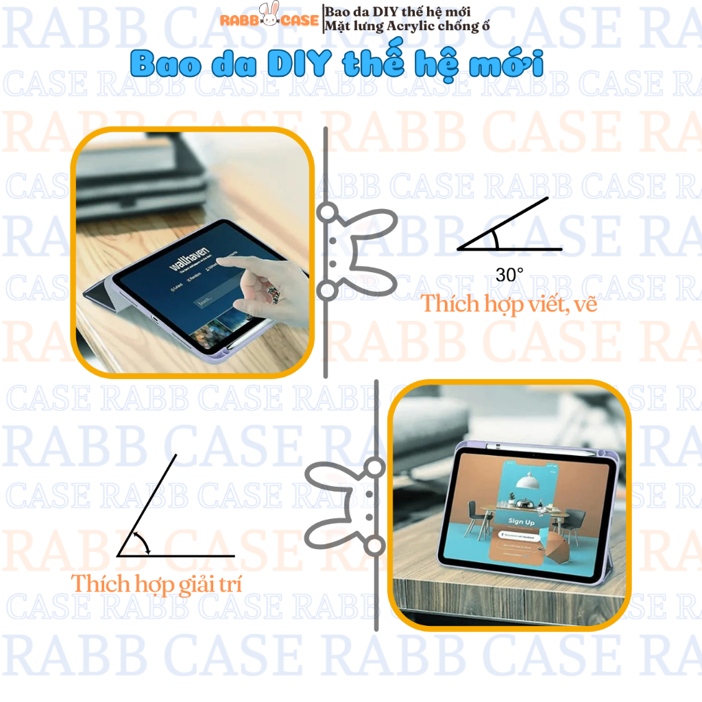 Bao da iPad DIY 2.0 thế hệ mới mặt lưng Acrylic trong suốt, chống ố gen 5/6/7/8/9/10, Air 1/2/4/5, Pro 11 inch, Pro 12.9