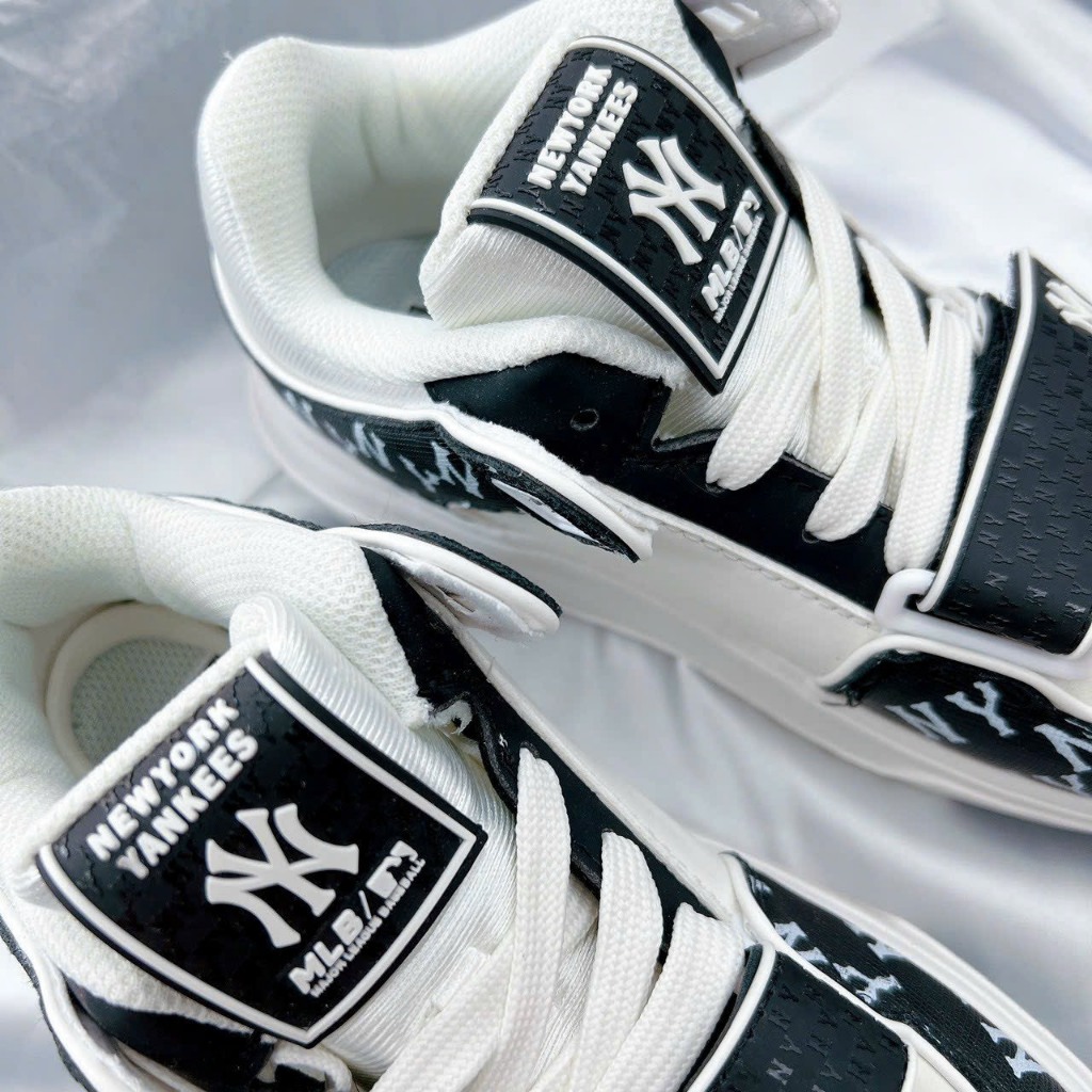 Giày Thể Thao MLB Chunky Liner Mid Ny Chữ - Chữ B -Đen Trắng Hot 2023.Giày Sneaker M.LB Chunky Mid Đen Trắng Chuẩn Sc Pk
