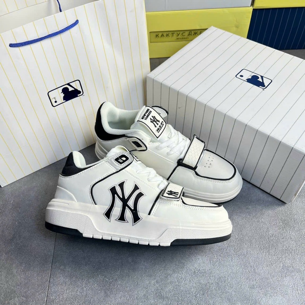 Giày Thể Thao MLB Chunky Liner Mid Ny Chữ - Chữ B -Đen Trắng Hot 2023.Giày Sneaker M.LB Chunky Mid Đen Trắng Chuẩn Sc Pk