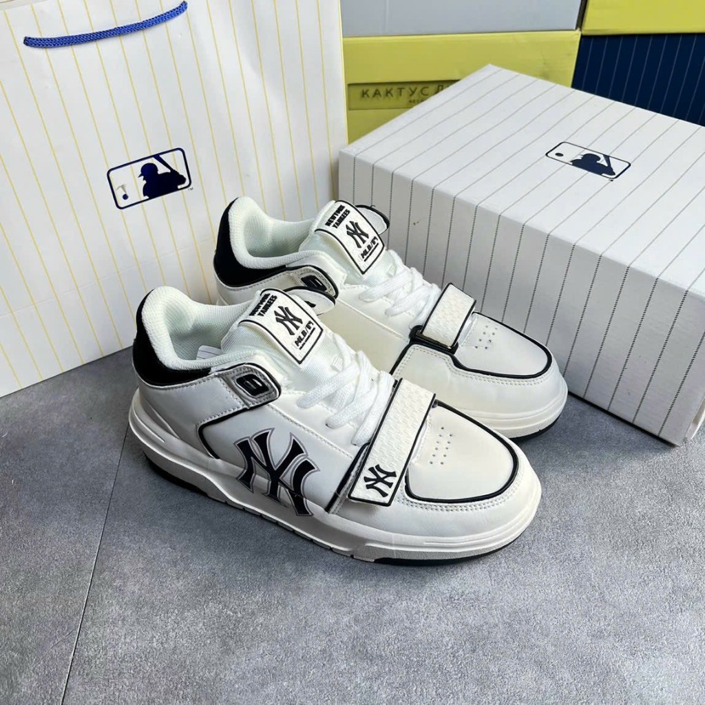 Giày Thể Thao MLB Chunky Liner Mid Ny Chữ - Chữ B -Đen Trắng Hot 2023.Giày Sneaker M.LB Chunky Mid Đen Trắng Chuẩn Sc Pk