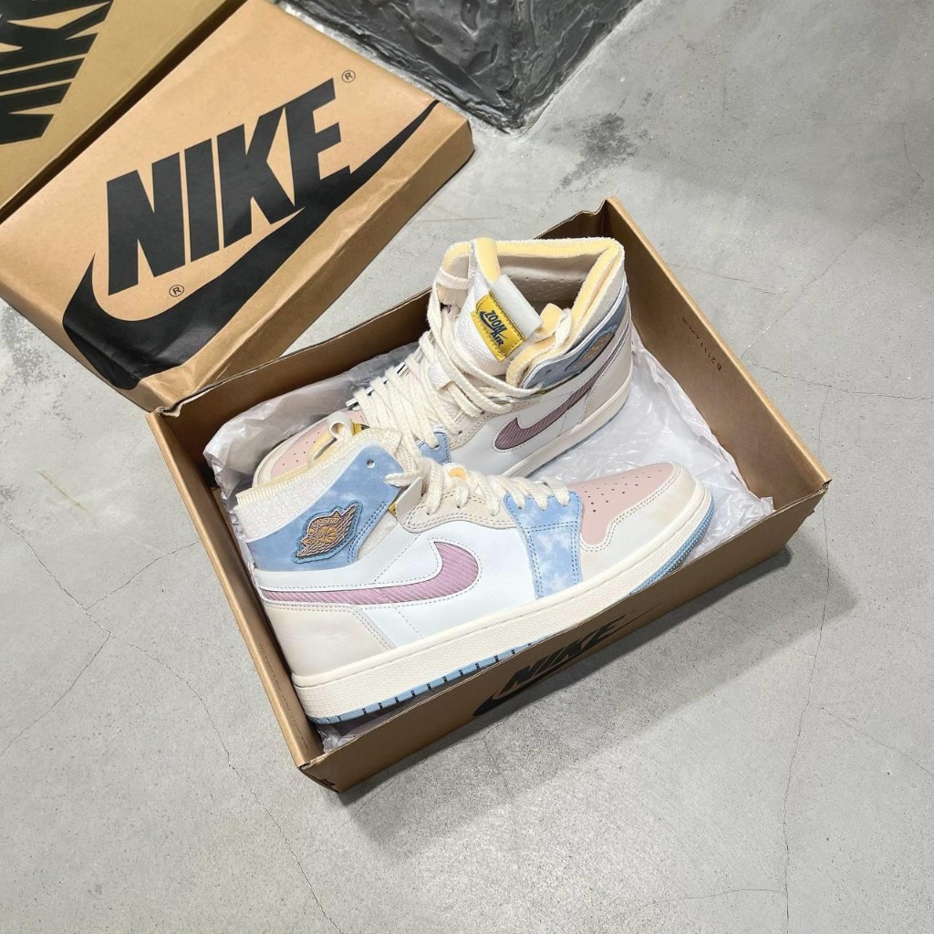 Giày thể thao Jordan 1 High Zoom Comfort Pink Oxford Hồng phấn Hot 2023 ,Giày sneaker Jd cổ cao Hồng cao cấp nam nữ