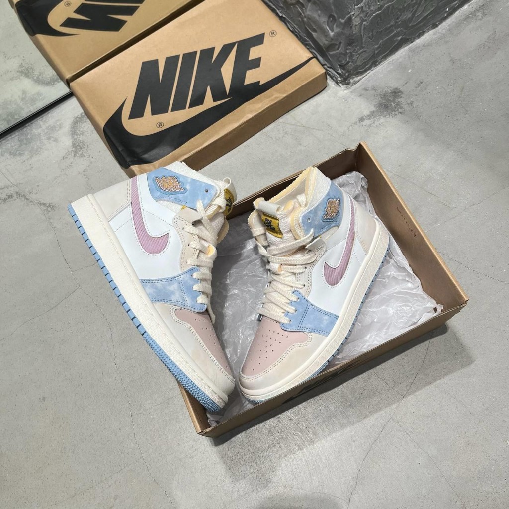 Giày thể thao Jordan 1 High Zoom Comfort Pink Oxford Hồng phấn Hot 2023 ,Giày sneaker Jd cổ cao Hồng cao cấp nam nữ