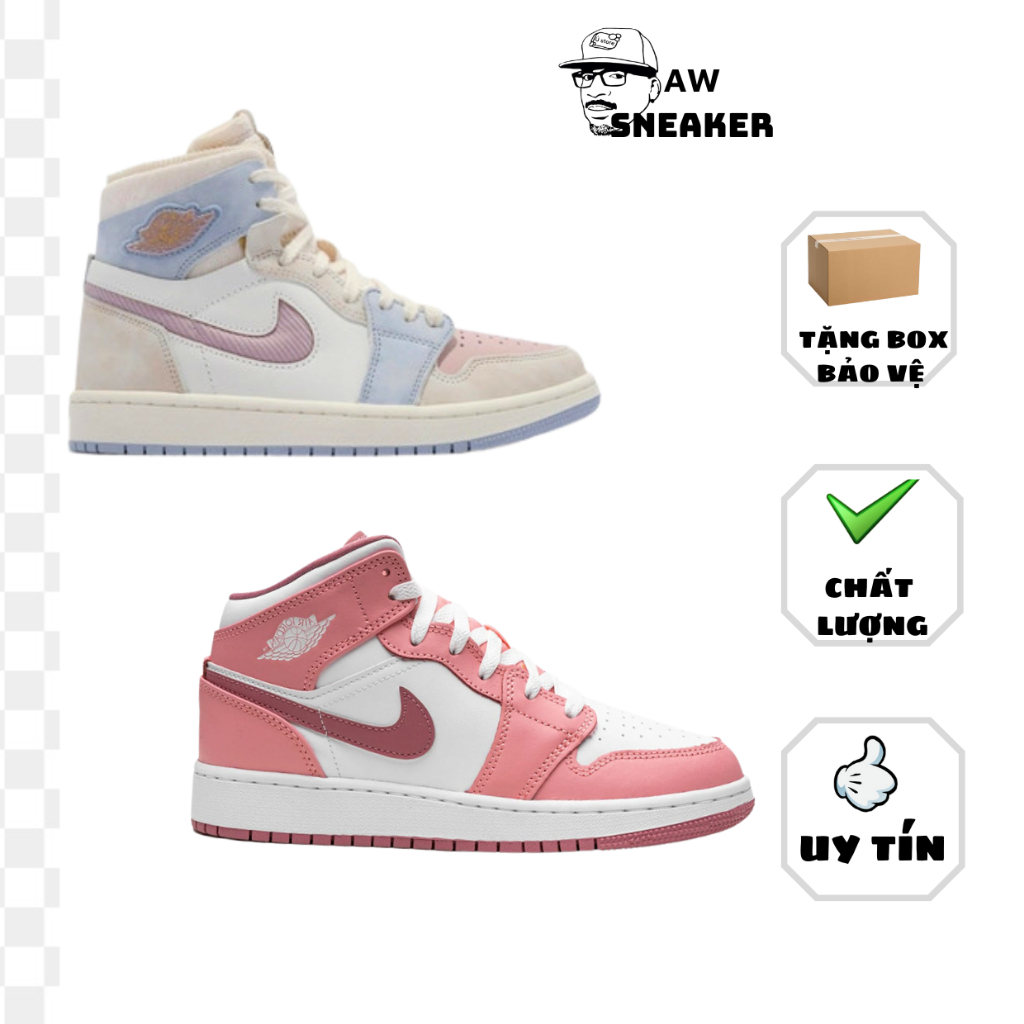 Giày thể thao Jordan 1 High Zoom Comfort Pink Oxford Hồng phấn Hot 2023 ,Giày sneaker Jd cổ cao Hồng cao cấp nam nữ