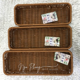 Rổ Giả Mây Đựng Đũa Thìa Muỗng Nĩa Trang Trí Bàn Bếp - Rổ Giả Mây Chữ Nhật Vuông Đựng Dụng Cụ Ăn Uống Decor
