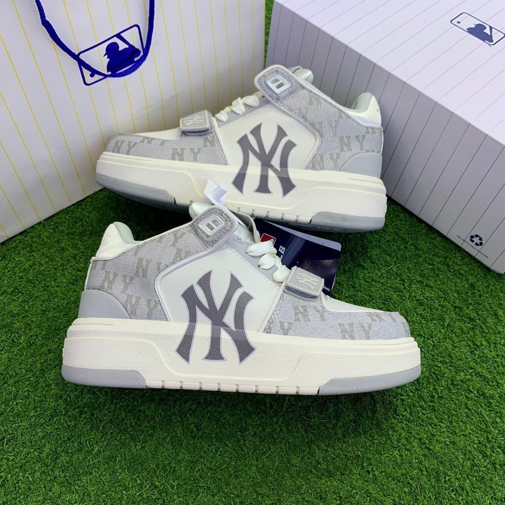 Giày MLB Chunky Nam Nữ Cao Cấp, Giầy NY Đen, NY Xanh, NY Trắng, B Kem, B Xanh Độn Đế Tăng Chiều Cao Full Phụ Kiện