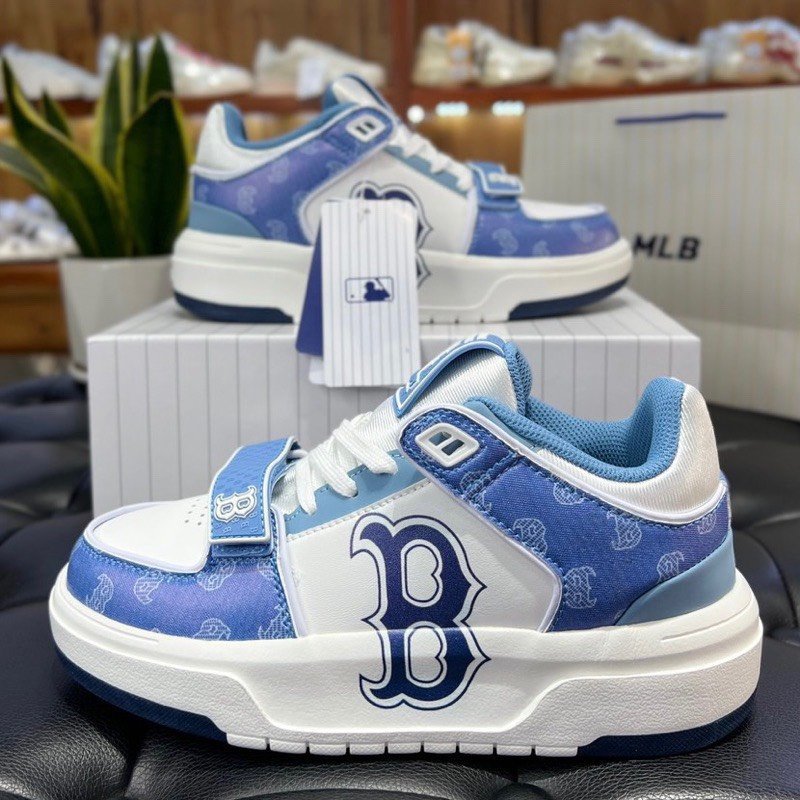 Giày MLB Chunky Nam Nữ Cao Cấp, Giầy NY Đen, NY Xanh, NY Trắng, B Kem, B Xanh Độn Đế Tăng Chiều Cao Full Phụ Kiện