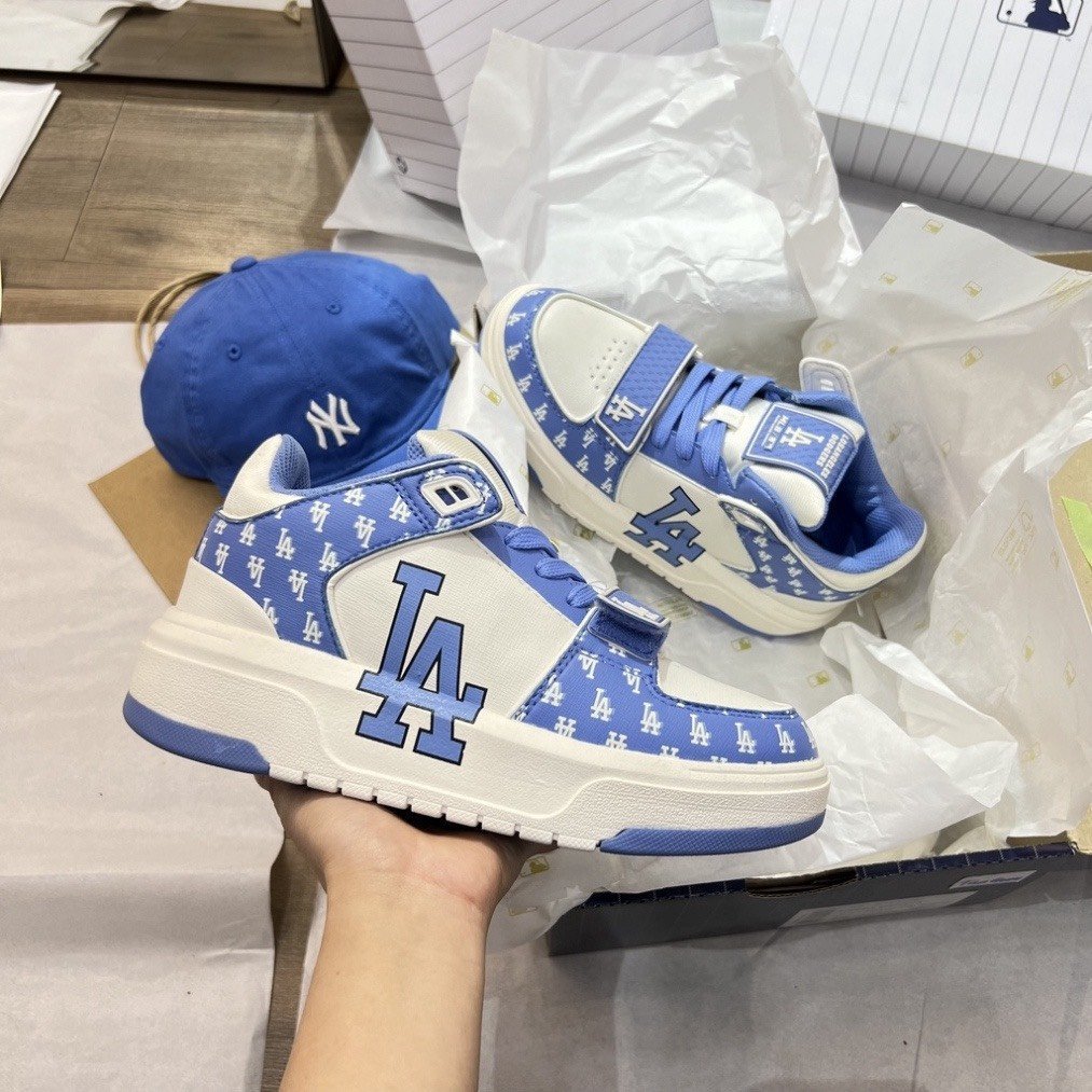 Giày MLB Chunky Nam Nữ Cao Cấp, Giầy NY Đen, NY Xanh, NY Trắng, B Kem, B Xanh Độn Đế Tăng Chiều Cao Full Phụ Kiện