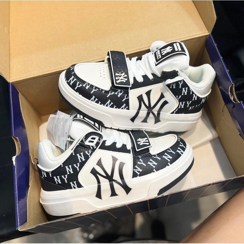 Giày MLB Chunky Nam Nữ Cao Cấp, Giầy NY Đen, NY Xanh, NY Trắng, B Kem, B Xanh Độn Đế Tăng Chiều Cao Full Phụ Kiện