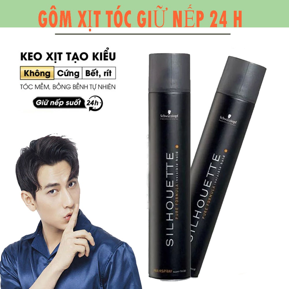 [ SỈ LẺ ] Gôm Xịt Tóc Nam ,Gôm Xịt Tóc SILHOUETTE .Gôm Xịt Tóc Nam Tạo Kiểu Tóc Giữ Nếp 24H,Đẳng Cấp