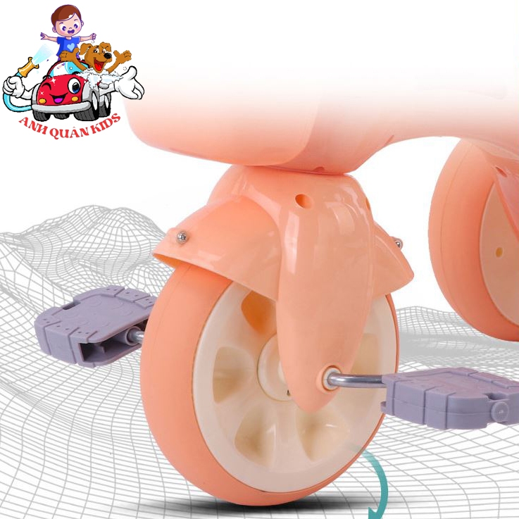 Xe ba bánh chòi chân cho bé có giỏ có nhạc đèn hàng cao cấp đáng yêu Anh Quân Kids