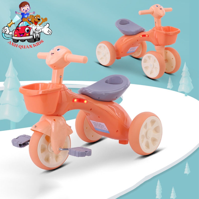 Xe ba bánh chòi chân cho bé có giỏ có nhạc đèn hàng cao cấp đáng yêu Anh Quân Kids