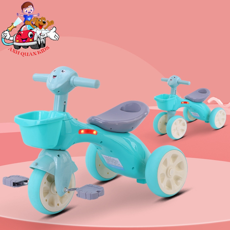 Xe ba bánh chòi chân cho bé có giỏ có nhạc đèn hàng cao cấp đáng yêu Anh Quân Kids