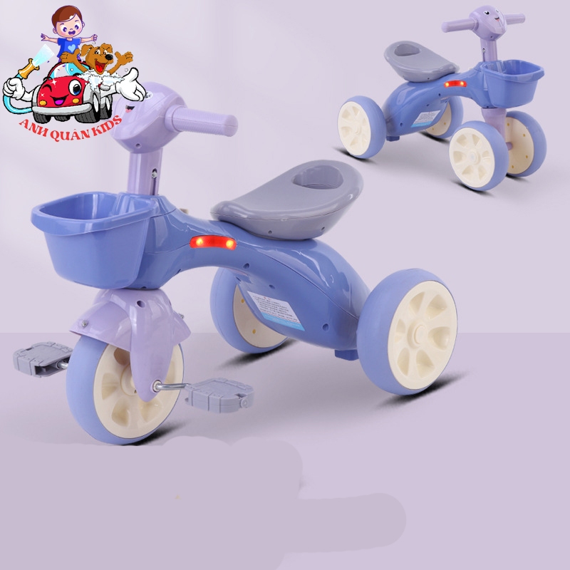 Xe ba bánh chòi chân cho bé có giỏ có nhạc đèn hàng cao cấp đáng yêu Anh Quân Kids