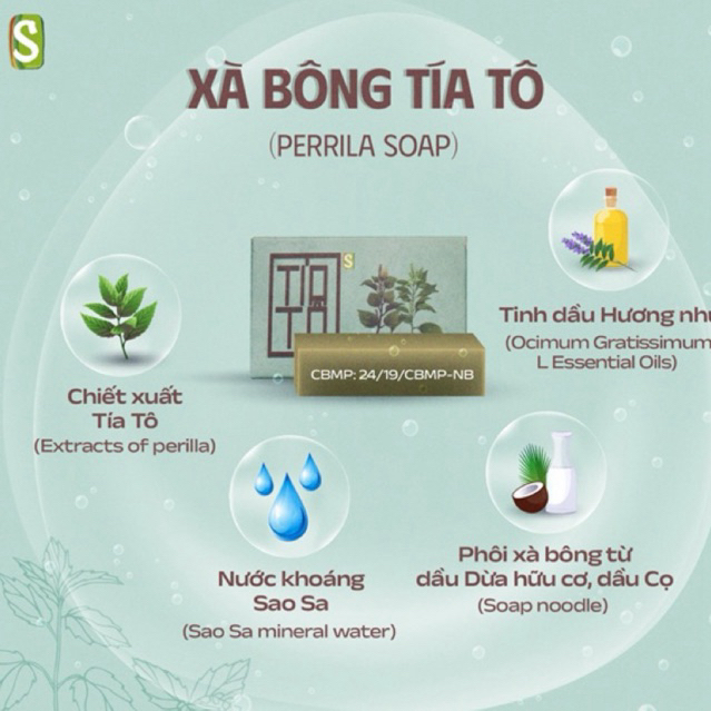 Xà Bông Tía Tô Sinh Dược Mát Da Giảm Mụn Lưng Ngứa Ngoài Da 100g