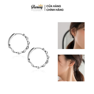 Khuyên tai bạc 925 bông nữ tròn đốt trúc thiết kế đơn giản, sang chảnh | HARMONY ACCESSORIES K170