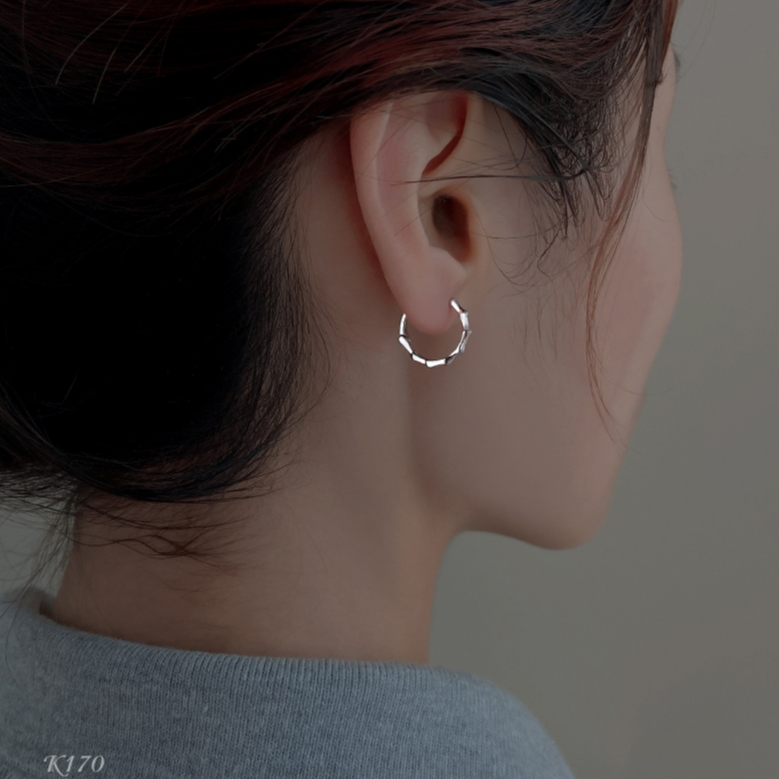 Khuyên tai bạc bông nữ tròn đốt trúc thiết kế đơn giản, sang chảnh | HARMONY ACCESSORIES K170