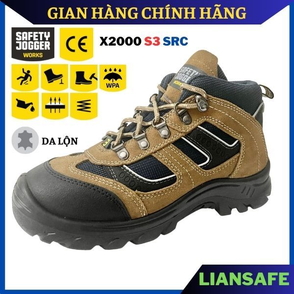 Giày bảo hộ lao động nam cổ cao Safety Jogger X2000 S3 - Giày chống đinh nam công trình dáng thể thao thời trang