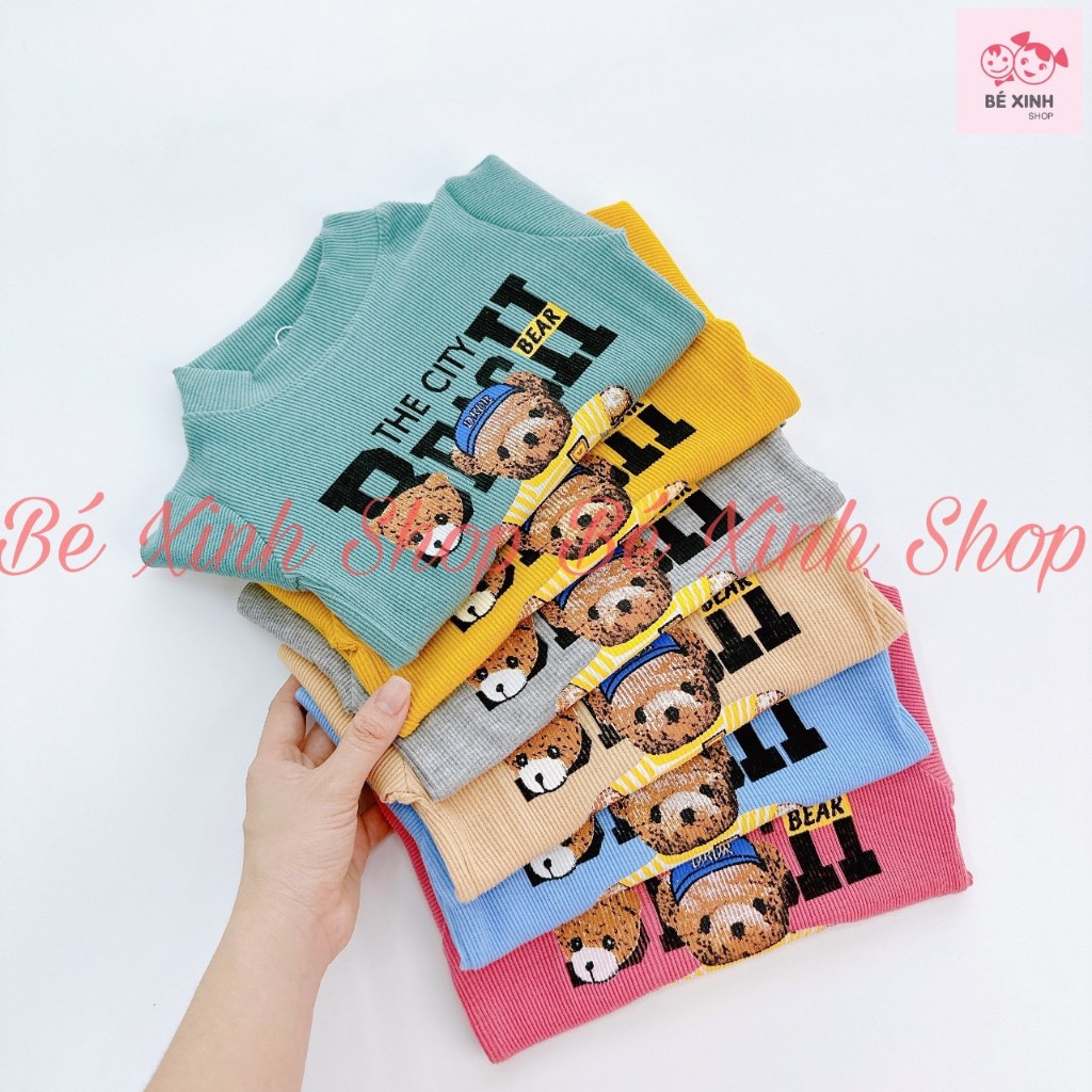 Đồ Bộ Dài Tay Thu Đông Cho Bé Trai Bé Gái Minky Mom  Bộ Quần Áo Len Tăm Cổ 3 Phân Cho Bé Trai Gái GÂU XÙ