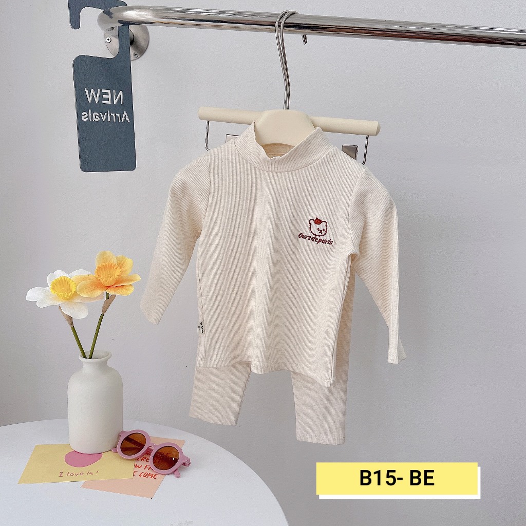 BỘ DÀI TAY THÊU GẤU CHO BÉ GÁI - B15