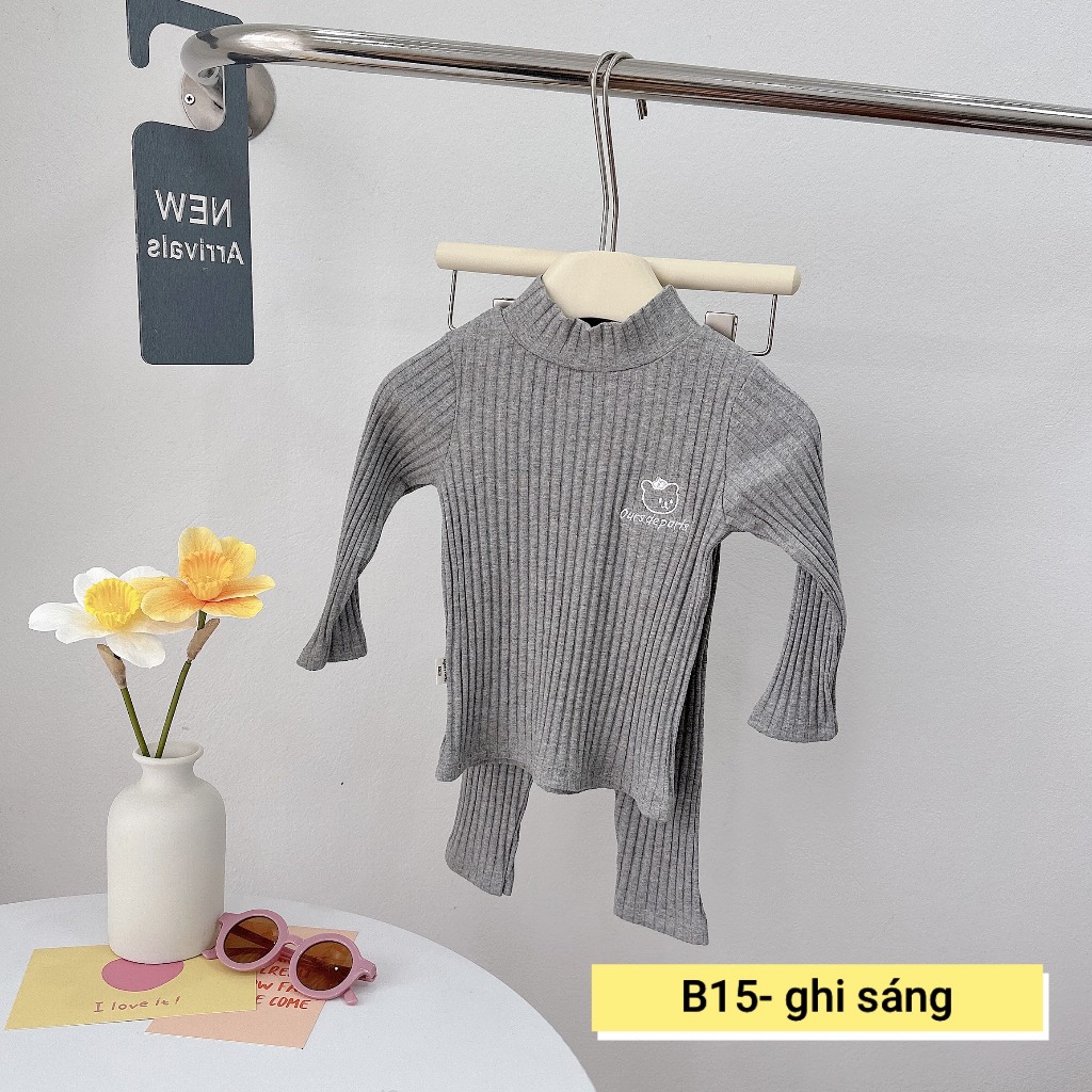 BỘ DÀI TAY THÊU GẤU CHO BÉ TRAI - B15