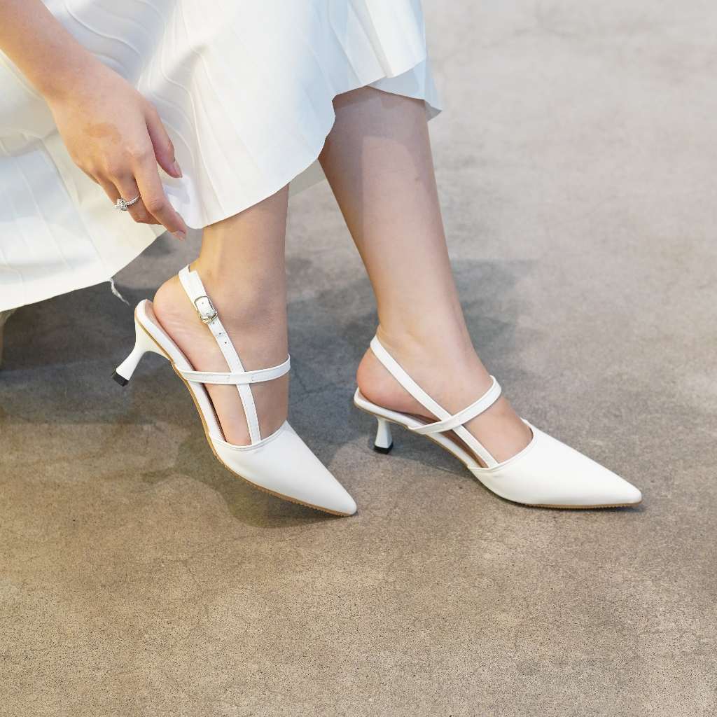 Giày cao gót nữ Luzi, guốc cao gót nữ 5p mũi sục, sục cao gót 5p quai da sandal M156