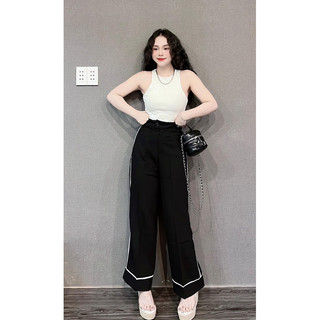 QUẦN ỐNG RỘNG VIỀN SỌC FORM DÀI VÀ 9 TẤT ĐỦ SIZE ( CÓ SIZE ĐẠI ) LƯNG SIÊU CAO