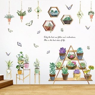 Tranh decal dán tường  KỆ HOA ĐÁ trang trí decor phòng khách - Decal dán tường phòng khách️