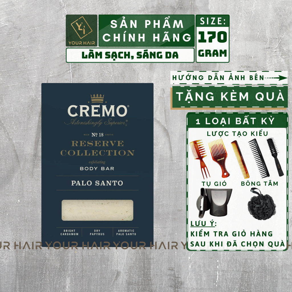 Xà phòng tắm CREMO RESERVE COLLECTION No18 PALO SANTO EXFOLIATING BODY BAR
