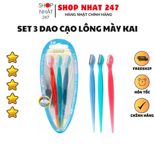 [Hỏa Tốc HN] Set 3 dao cạo lông mày cán dài KAI Nội địa Nhật Bản