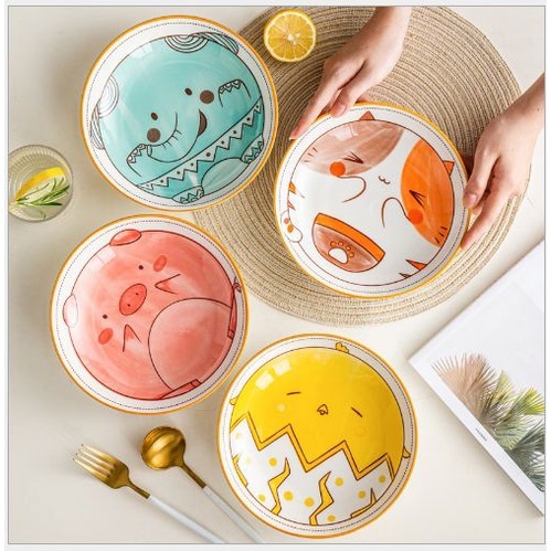 Bộ 6 Chén Hình Thú Ăn Cơm Dễ Thương Gốm Sứ Cao Cấp, Chén Ăn Cơm Cho Bé Và Gia Đình