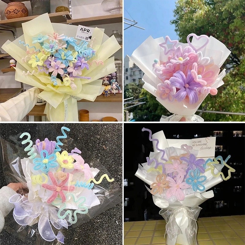 Set 100 dây kẽm nhung màu pastel handmade,Dây kẽm lông nhiều màu làm hoa tulip, quà tặng 20/10 - Loại 1