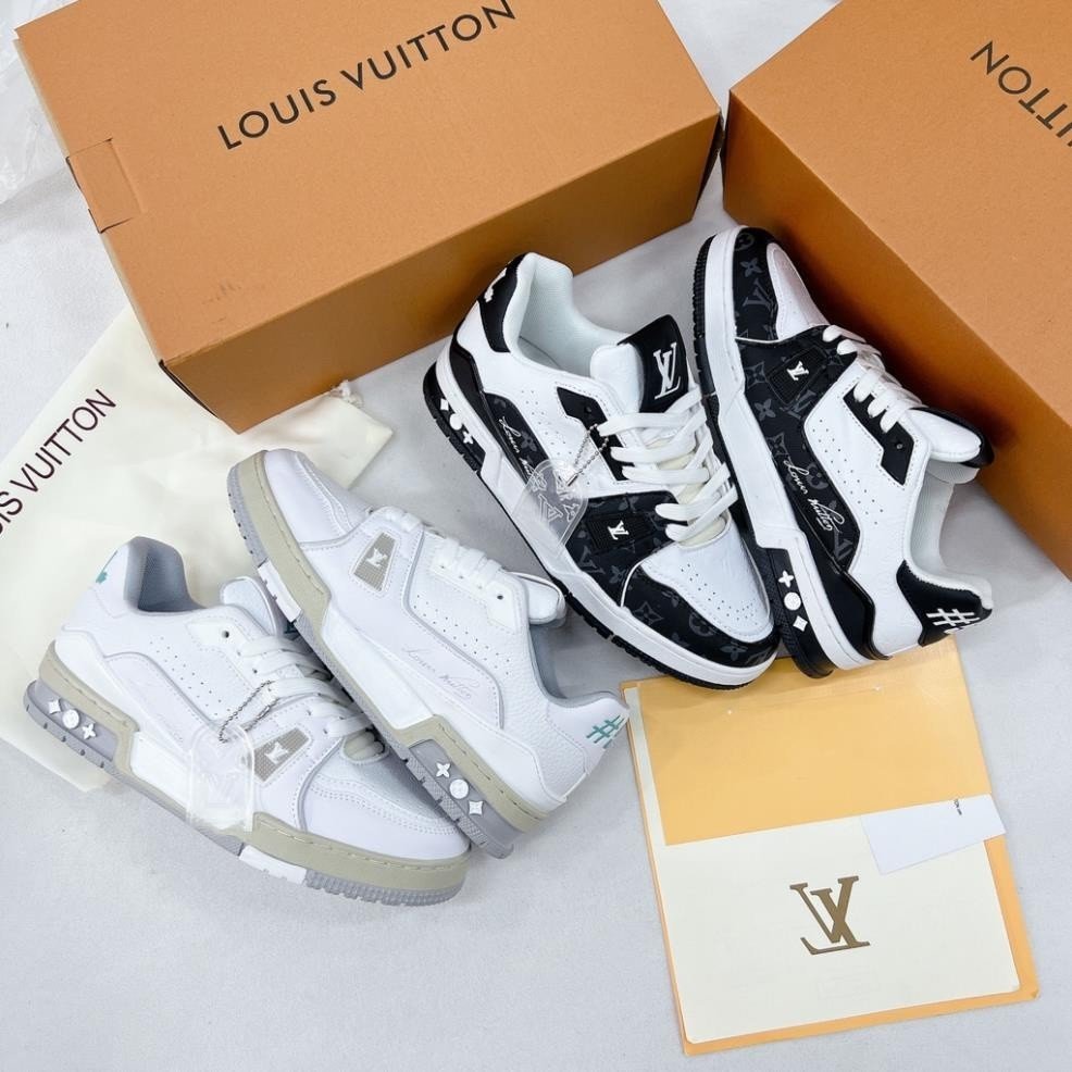 Giày LV #54, sneaker Louis Vuitton Trainer 54 đỏ trắng xanh navy bản đẹp phong cách unisex hot 2023