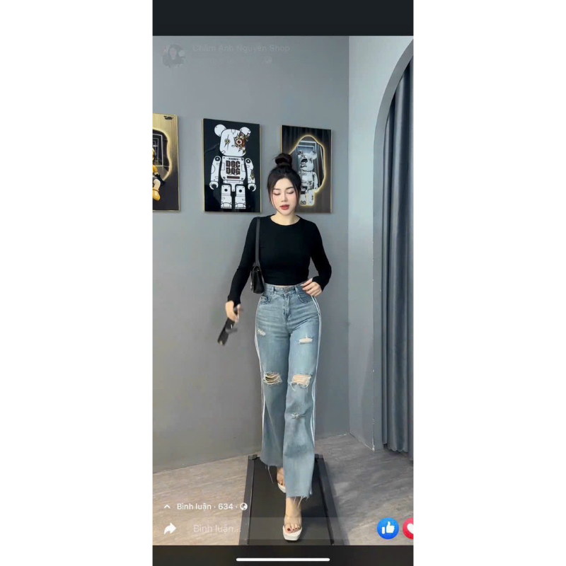 Áo len tăm cổ tròn nữ dài tay sỏ ngón thun lạnh - LADY.Clothing