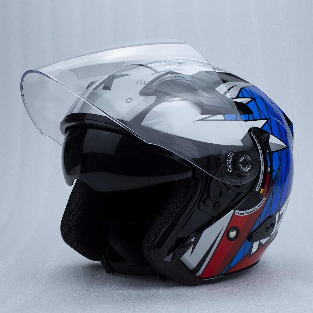 Mũ bảo hiểm 3/4 2 kính KLT HYPER V15 Xanh dương - KLT VENOM A36 V15 X.Dương