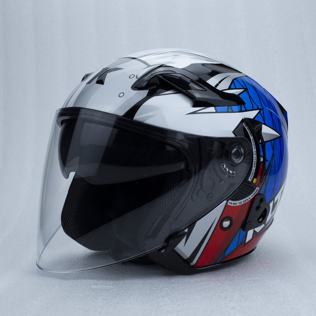 Mũ bảo hiểm 3/4 2 kính KLT HYPER V15 Xanh dương - KLT VENOM A36 V15 X.Dương