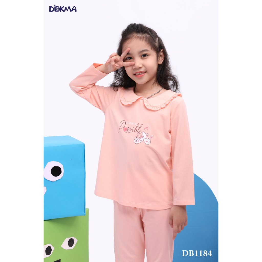 Bộ quần áo thu đông dài tay cho bé gái Dokma 2- 6 tuổi sale DB1184