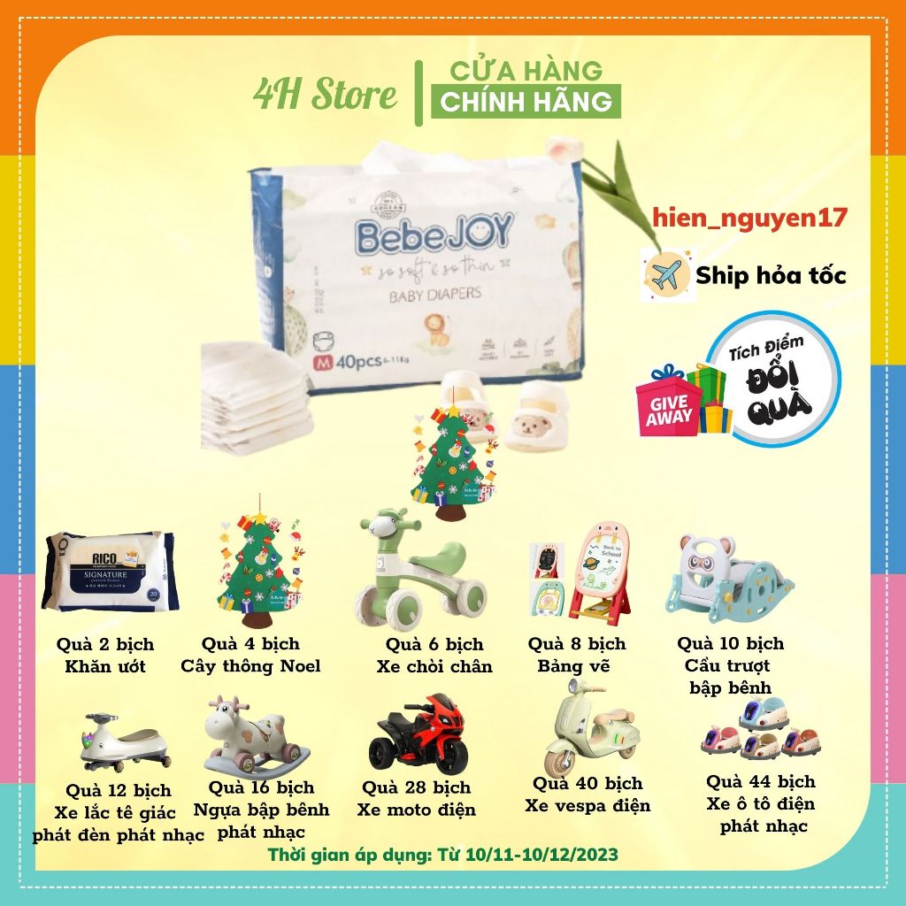Tã/Bỉm BEBEJOY HÀN QUỐC Dán/Quần Đủ Size NB50/S42/M40/L36/XL34/XXL32
