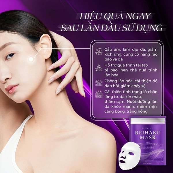 Mặt nạ Reihaku Nhật Bản, mặt nạ căng bóng da, phục hồi da, giảm thâm, mờ sẹo hiệu quả