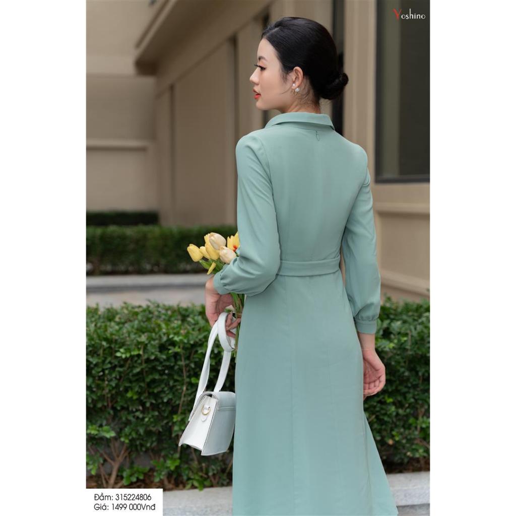 Đầm sơ mi dáng xòe màu xanh mint Yoshino