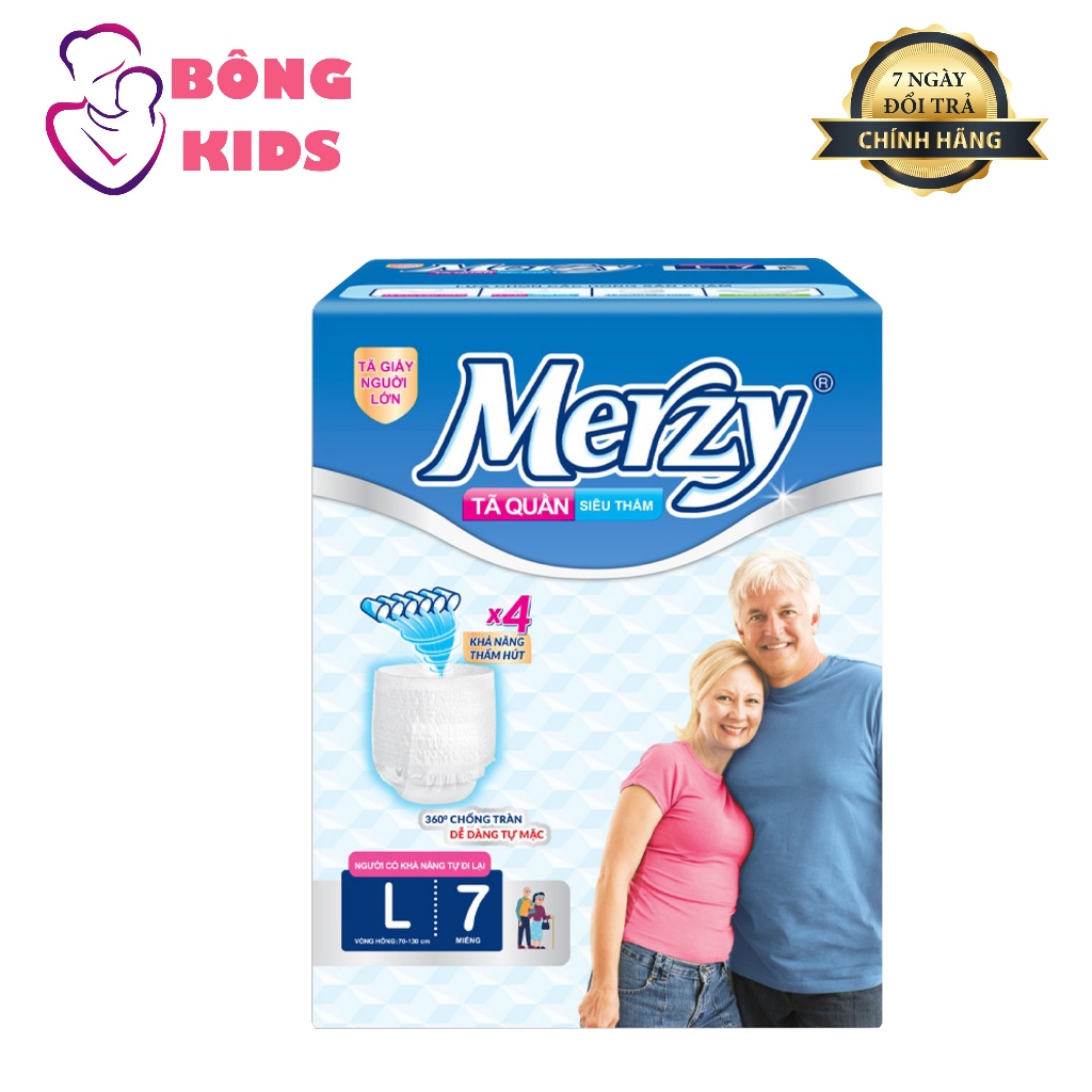 Tã Quần Người Già MERZY Siêu Mỏng Khô Thoáng Thấm Nhanh Size Nhỏ M8/L7/ XL6